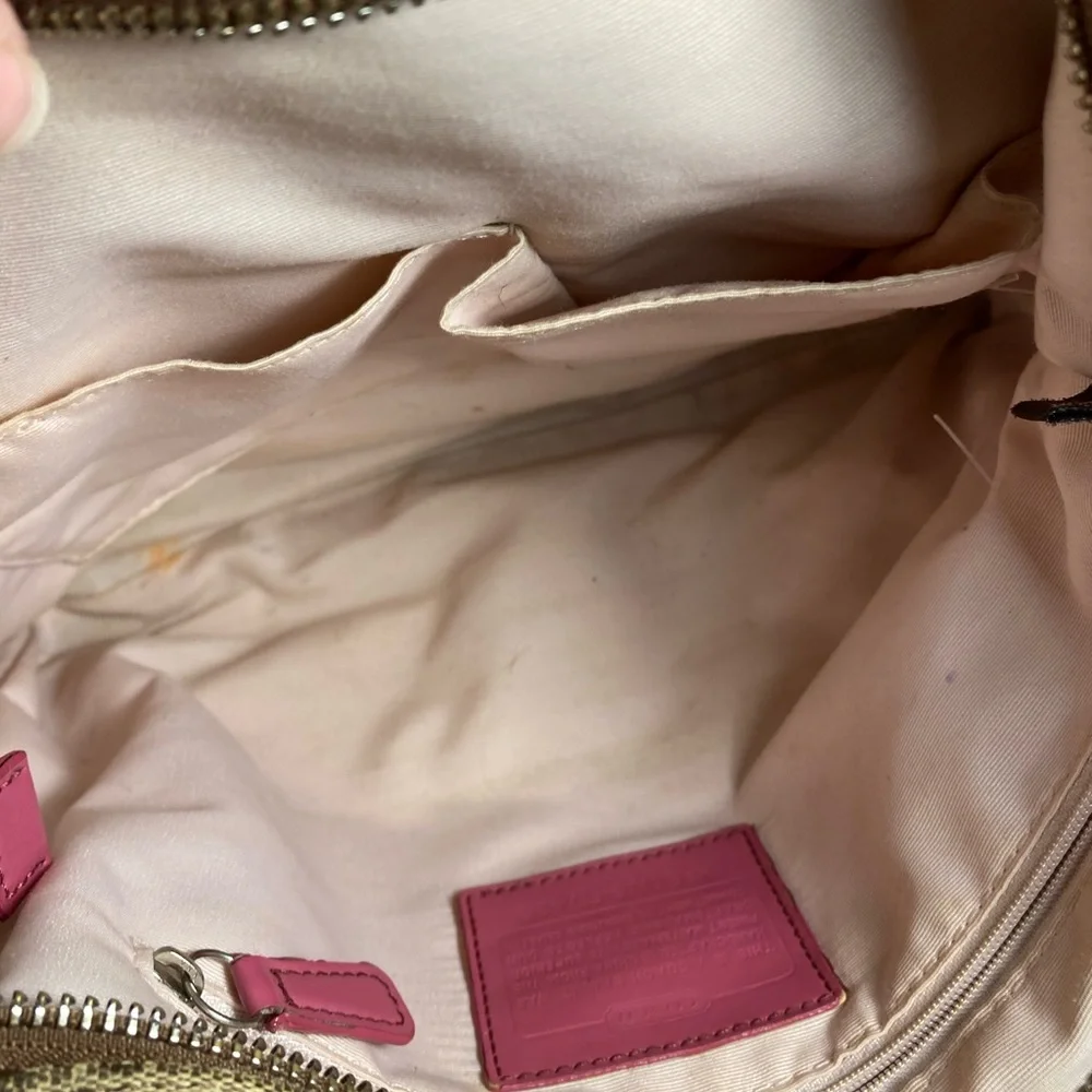 Coach Signature Shoulder Bag - Pink and Tan
